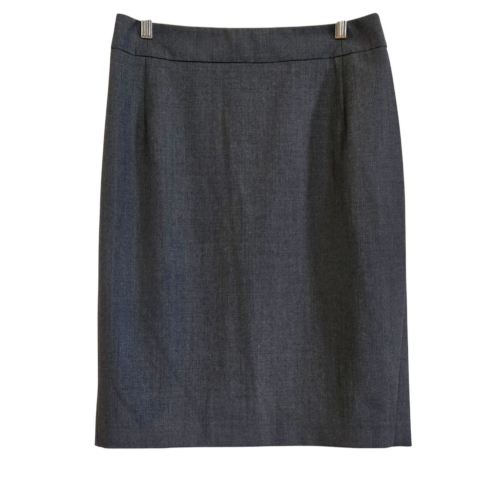 Theory Luxury Chic Office Wear Charcoal Grey Wool Pencil Skirt Women's Size 12